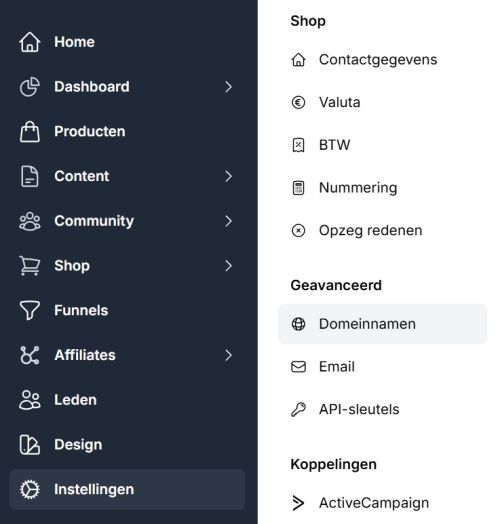 MemBirds domein menu